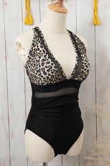 Monokini high waist at v * collar