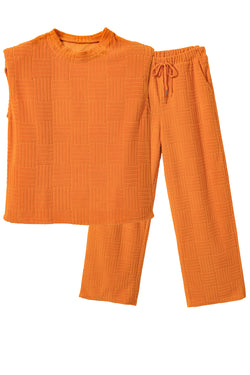 Ensemble débardeur texturé orange et pantalon large