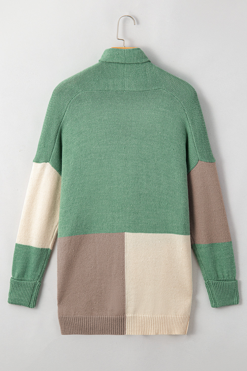 Green Colorblock drapierte offen vordere klobige Strickjacke