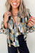 Ballooned Green Geometric Print Greek Sleeve Shirt