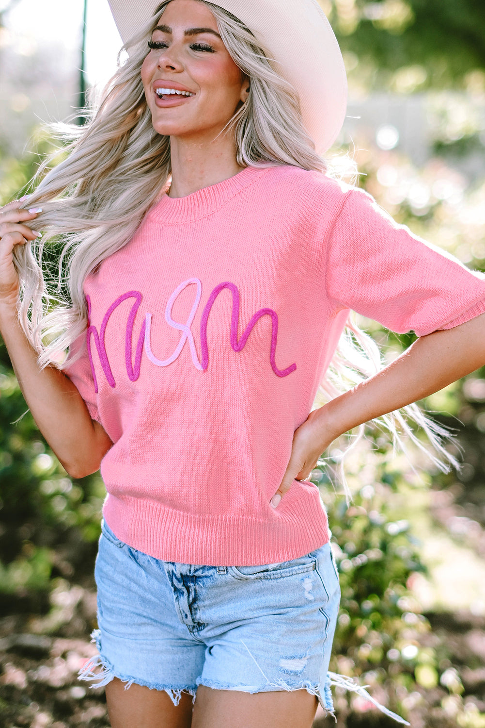 Bonbon Mom Tinsel Front Kurzarmpullover