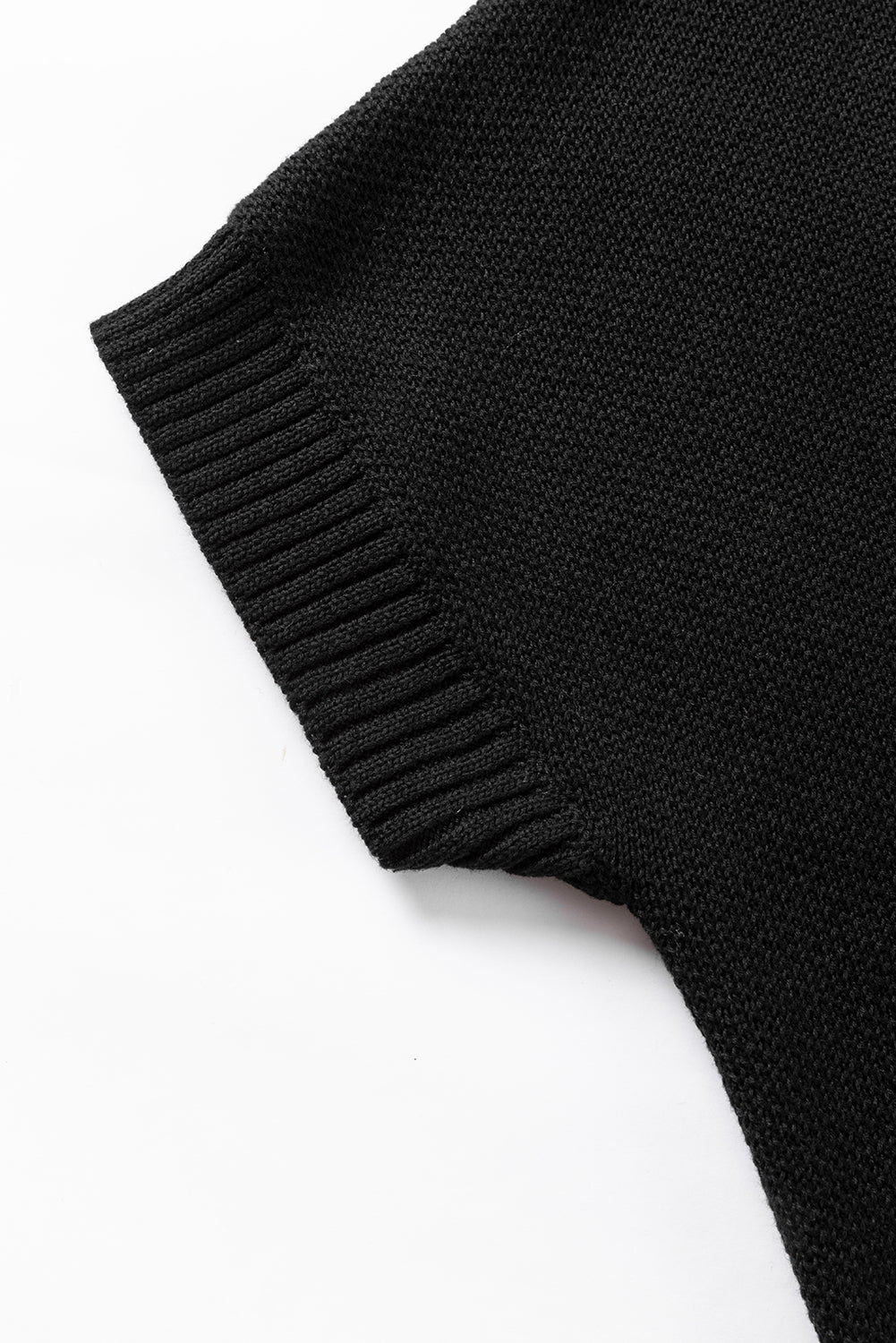 Black Quarter Zip Short Batwing Sweve Sweater