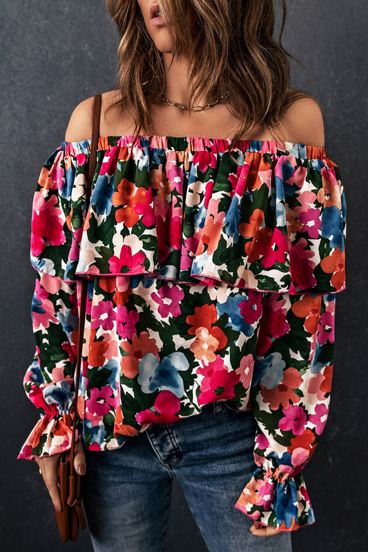 Print floral à ébauche Blouse