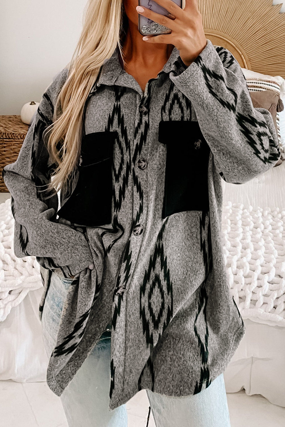 Aztec gray jacket with contrasting chest pockets *
