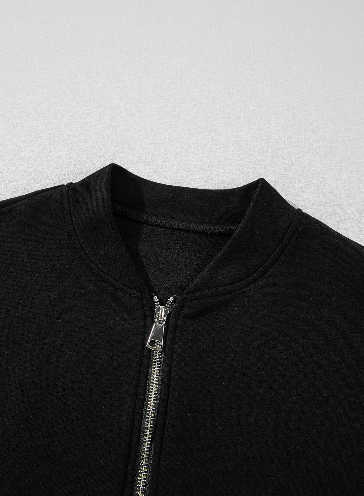 Ensemble veste zippée noire à coutures unies et pantalon à taille avec cordon de serrage-A WOMAN WE LOVE