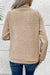 Apricot textured mock neck sweatshirt with asymmetrical buttons