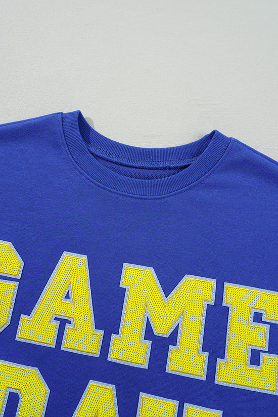 Dark Blue Game Day Crewneck Graphic Sweatshirt