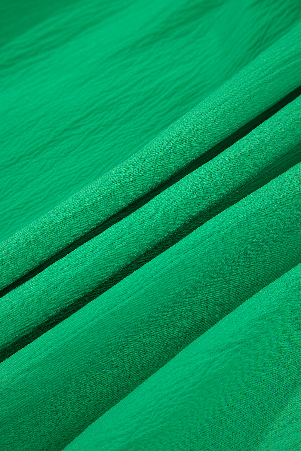 Bright green v-neck slit dress with elastic ruffle waist