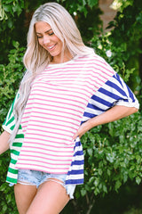 T-shirt Patchwork Color Block Multicolore