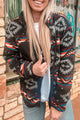 Chaqueta negra con collar con cremallera Aztec