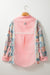 Large shirt tunic in pink striped floral patchwork