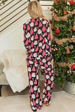 Ensemble de pyjama deux pièces noir à imprimé père Noël