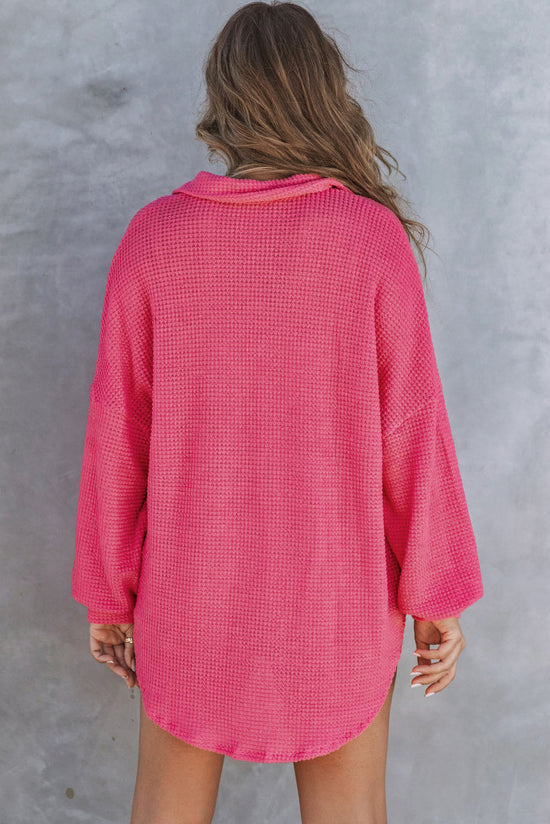 Decreeed shirt buttoned in pink spray knitting