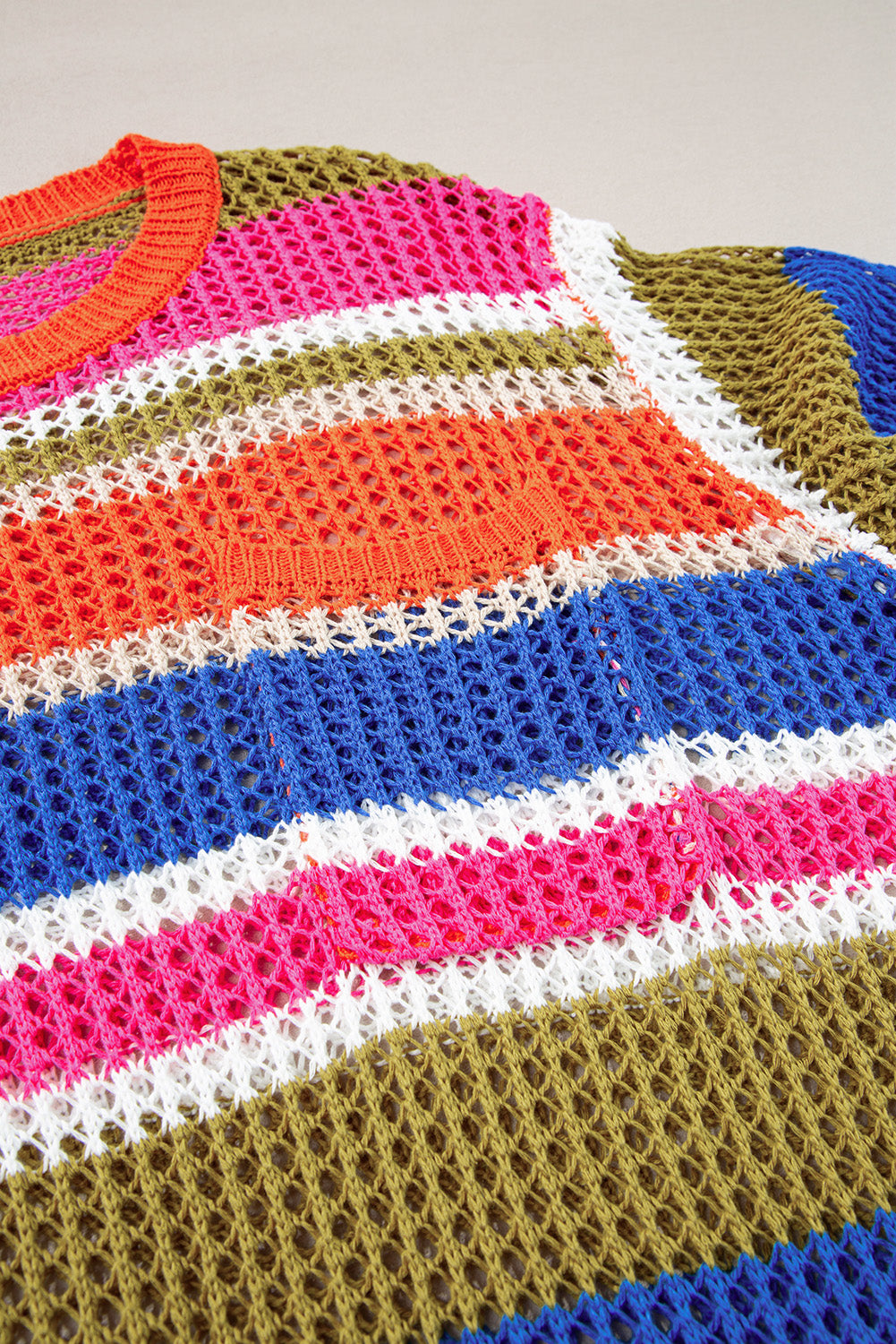 Swollow Crochet 3/4 Sweater de crochet hueco de color naranja.