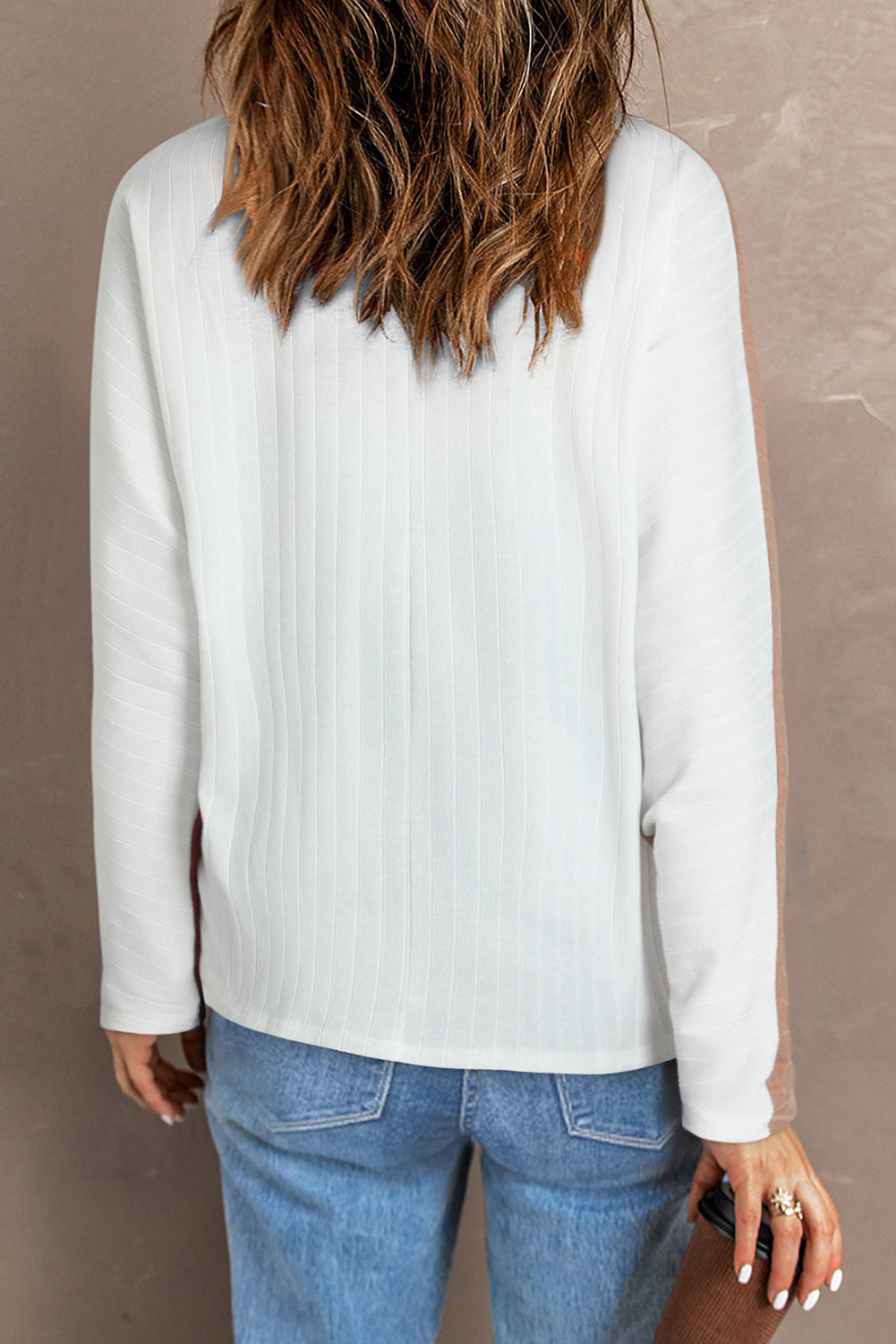 Apricot color block Dolman knit top