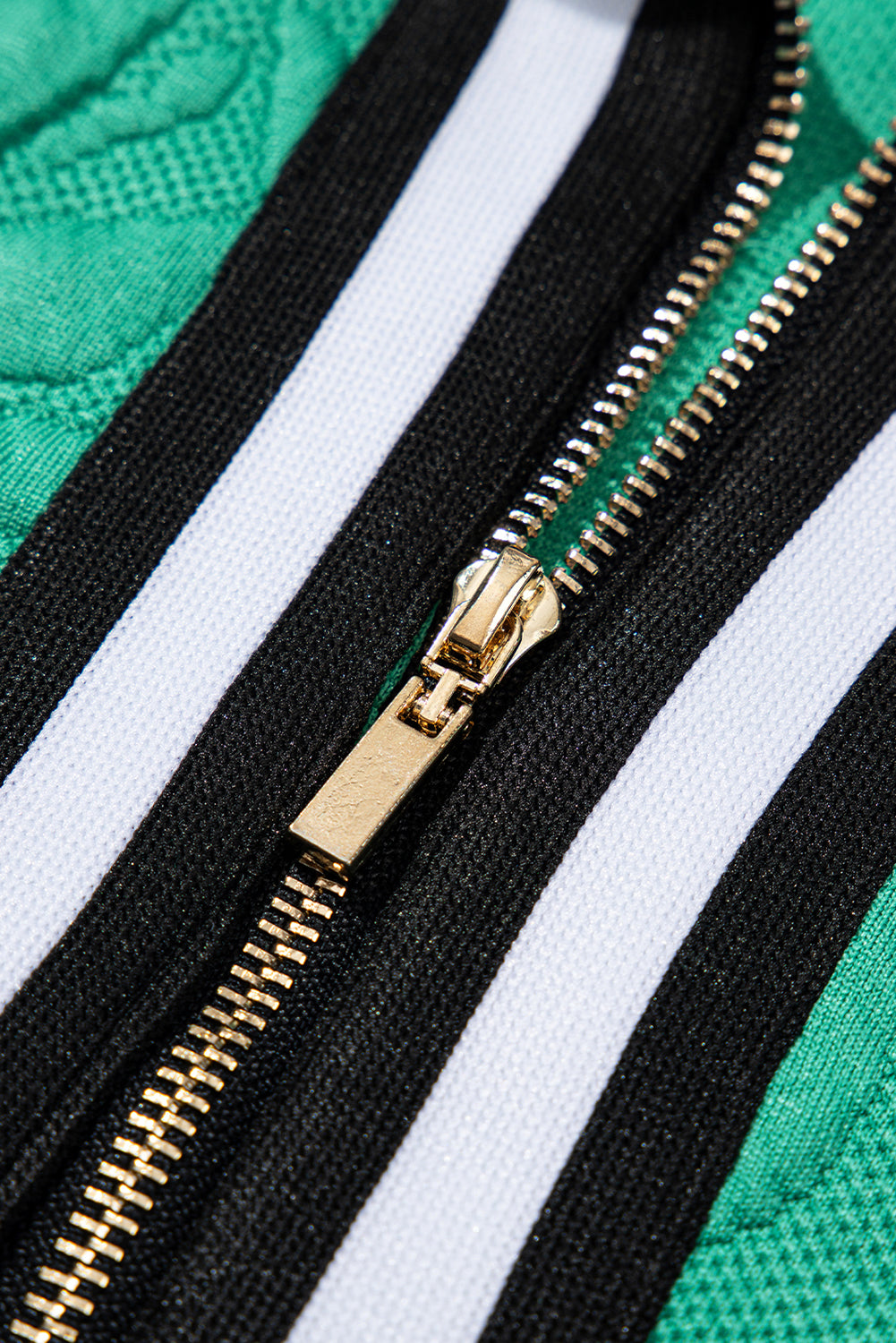 Right mini-Robe in textured jacquard with zipper on a quarter and green of water