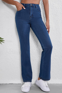 Jean bootcut décontracté en tricot extensible Ashleigh bleu taille moyenne