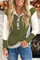 Textured buttoned hoodie with jungle green kangaroo pocket