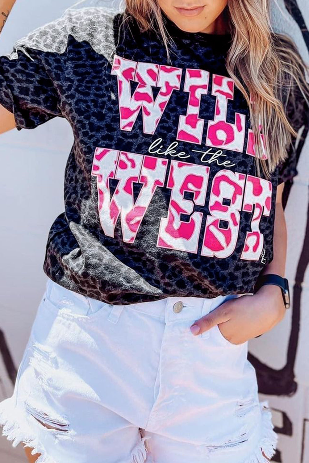 Black Wild Like the West Leopard Tee