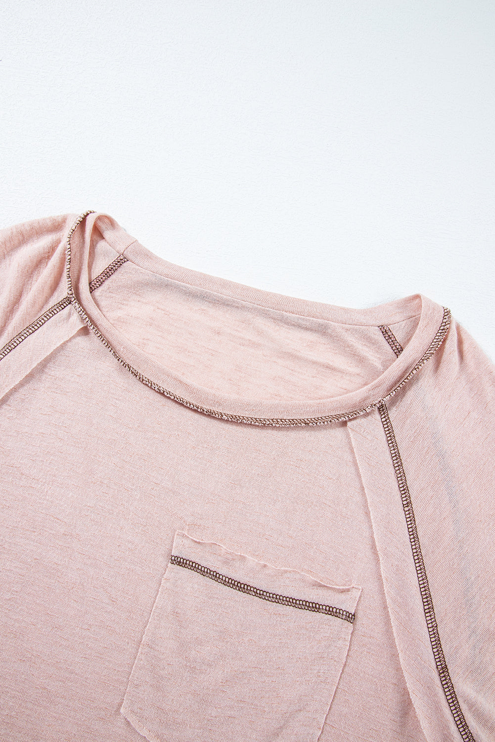 Dusty Pink Exposed Naht Detail Lose T-Shirt