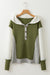 Textured buttoned hoodie with jungle green kangaroo pocket