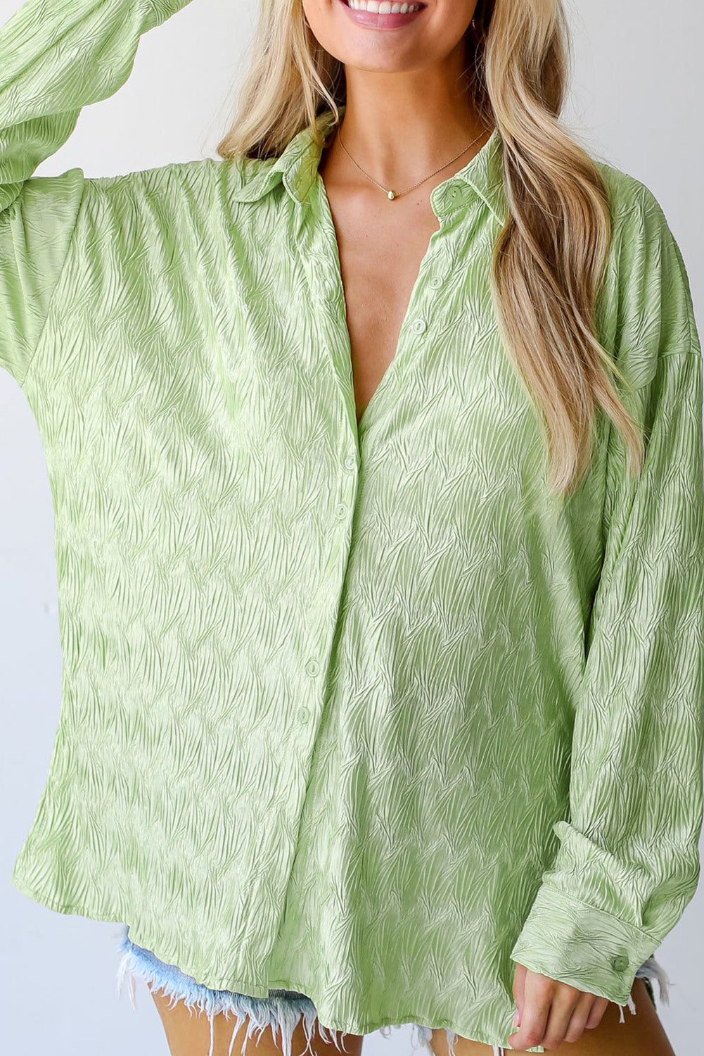 Laurel Green Textured Side Slitt Cashing Shirt