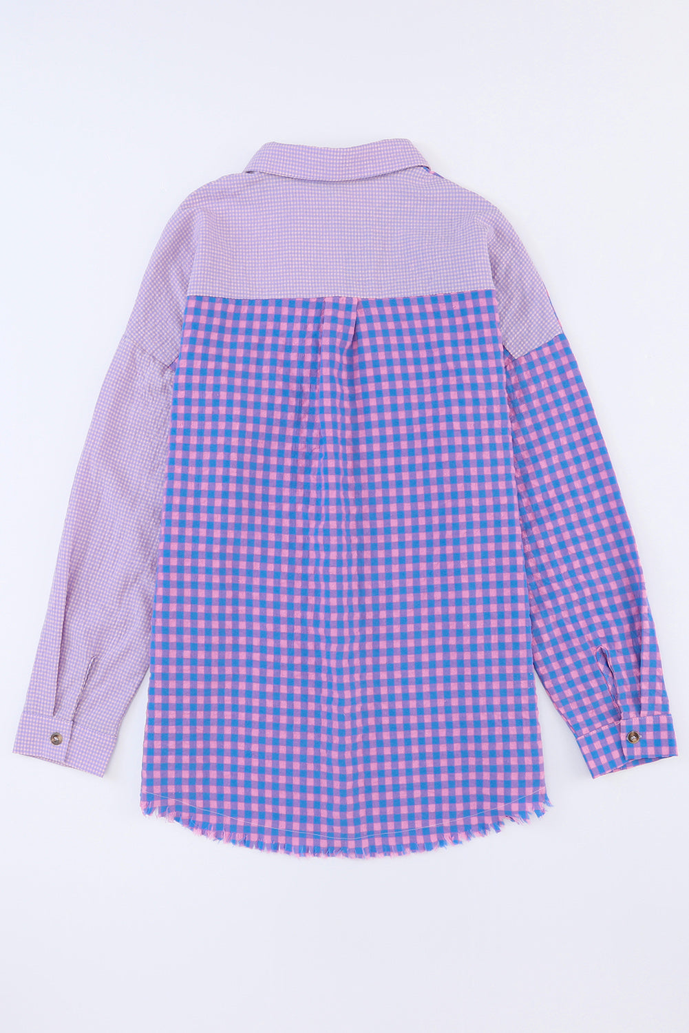 Bouton à plaid mixte violet chemise de poche à manches longues