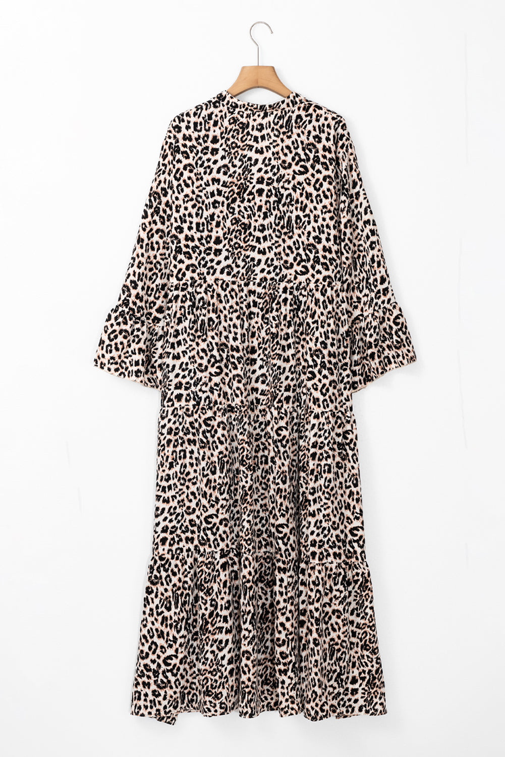 Vestido maxi de manga ancha de estampado de estampado de leopardo