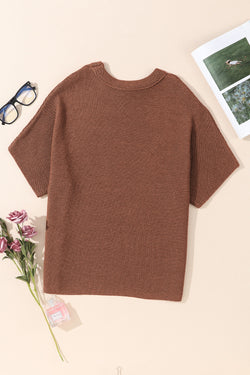 Short -sleeved coffee sweater *