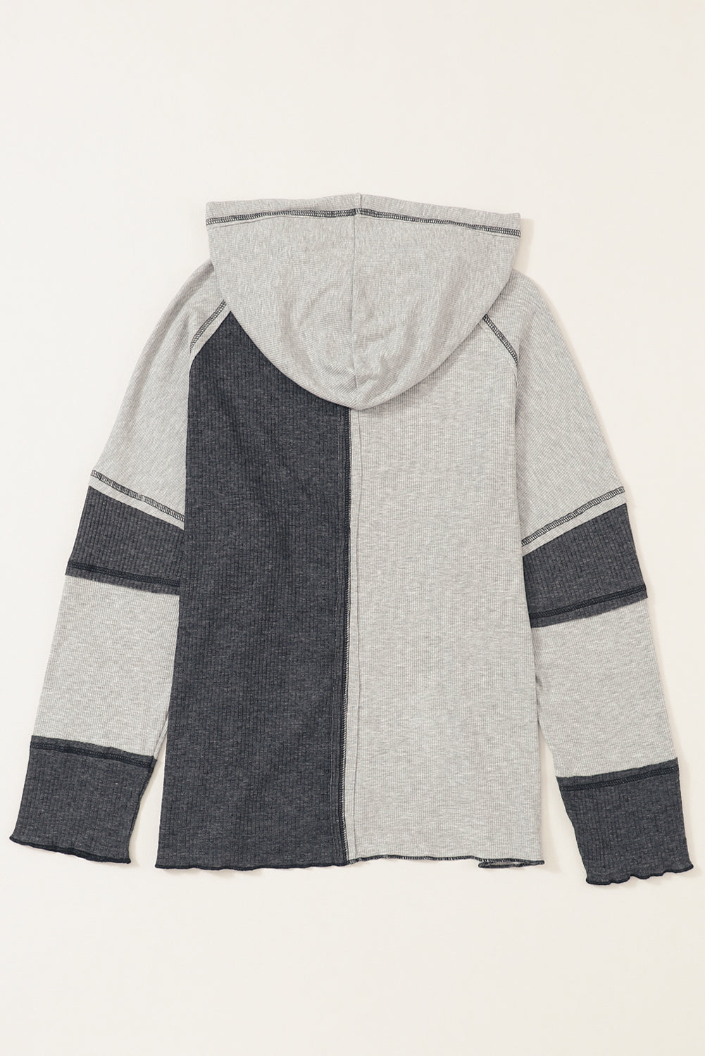 Colorblock gris Camiseta con sudadera con capucha de Henley