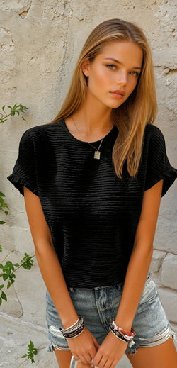 Black blouse with short sleeves *