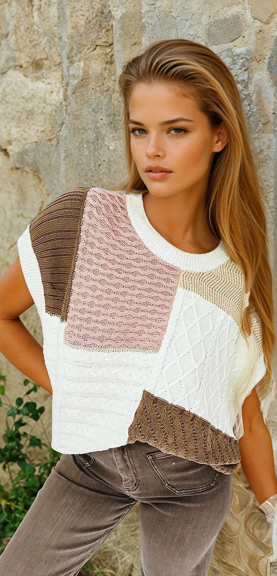 Multicolored textured sweater t-shirt *